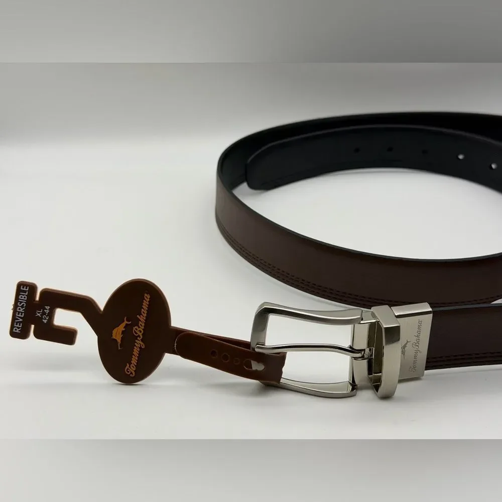 NWT Tommy Bahama Reversible Brown/Black Leather Men’s Belt Size XL 42-44
